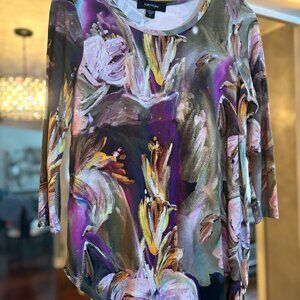Karen Kane Women's Colorful Shirred Lightweight Stretch Long Sleeve Top. Size S